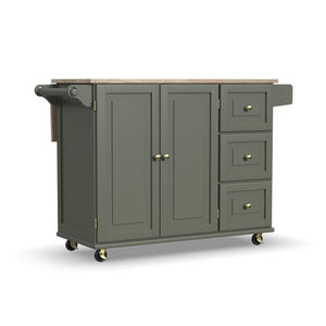 Rolling Kitchen Island Cart with Drop-Leaf Breakfast Bar