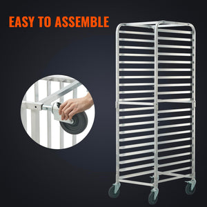 Commercial Bun Pan Rack with Brake Wheels — 10 or 20-Tier