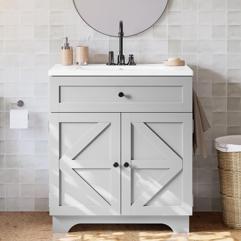 30 Inch Farmhouse Bathroom Vanity with Ceramic Sink