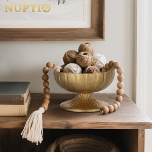 Gold Compote Vase for Centerpiece – Distressed Brass Pedestal Bowl