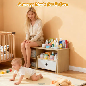 Kids Bookshelf with Reading Nook and Storage Bench