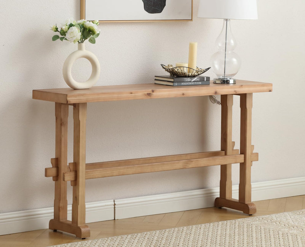 59" Solid Wood Console Table – Farmhouse Entryway & Sofa Table