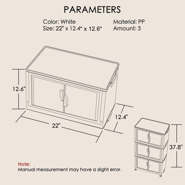 Foldable Stackable Storage Bins with Lids, Doors & Wheels