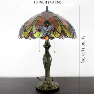 Tiffany Table Lamp – Red Stained Glass, 16x24 Inch