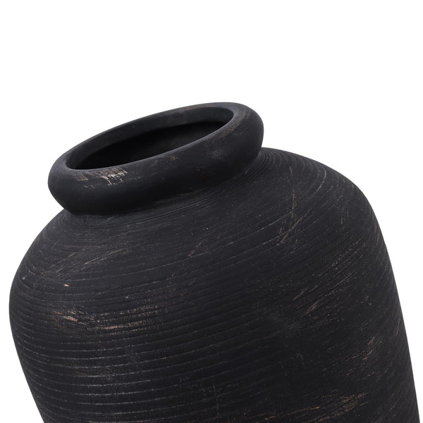 Black Ceramic Vase – Tall Rustic Farmhouse Decor