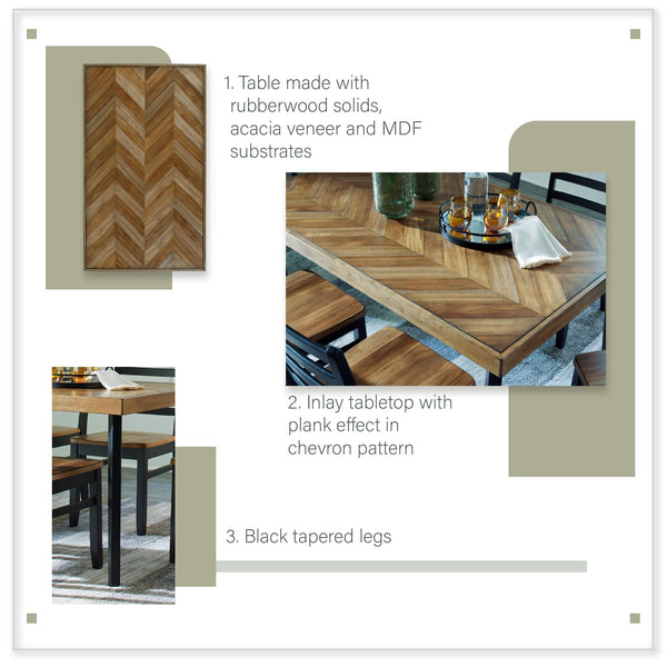 7-Piece Rectangular Dining Table Set with 6 Ladderback Chairs