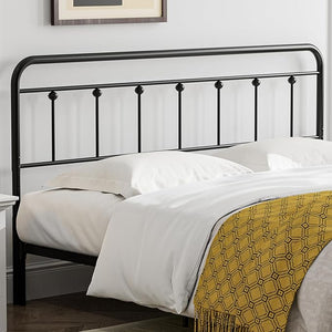 Queen Size Metal Farmhouse Headboard – Adjustable Height, Black