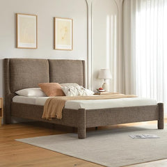 Upholstered Platform Bed Frame with Padded Headboard & Slatted Support