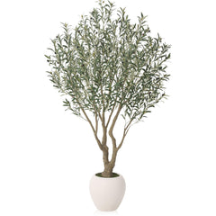 Artificial Olive Tree with Silk Leaves & White Pot