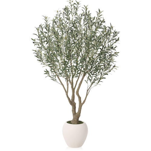 Artificial Olive Tree with Silk Leaves & White Pot