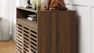 Buffet Sideboard Cabinet with Louvered Doors and Adjustable Shelves