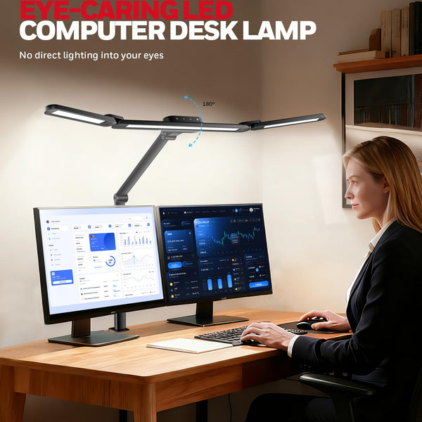LED Desk Lamp with Clamp – 22W Adjustable Task Light for Home Office