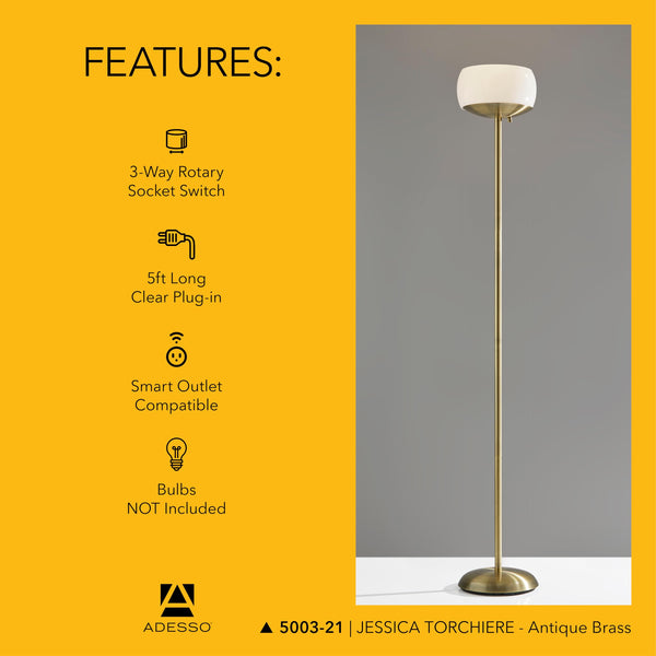 Antique Brass Torchiere Floor Lamp