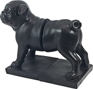 Pug Bookends – Black Resin, Heavy Duty, Set of 2