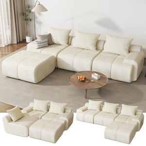 114" Modular Sectional Sofa with Ottoman