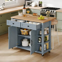 Rolling Kitchen Island with Drop Leaf & Power Outlet