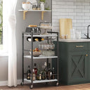 3-Tier Rolling Bar Cart with Wine Rack & Glass Holder