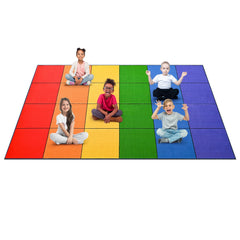 Large Rainbow Classroom Rug with Non-Slip Backing