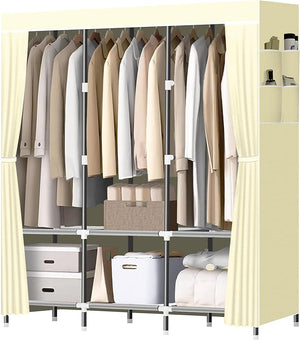 Portable Wardrobe Closet with Hanging Rods & Storage Shelves