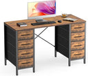 47" Computer Desk with 8 Fabric Drawers & X-Brace Storage