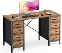 47" Computer Desk with 8 Fabric Drawers & X-Brace Storage