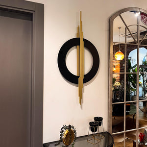 3D Geometric Metal Wall Art Black Gold