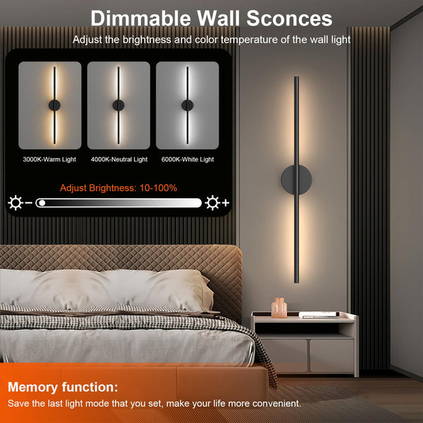 Battery Operated Wall Sconces Set of 2 – Dimmable LED Wall Lights with Remote