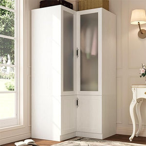 6-Door Wardrobe Armoire with Frosted Glass