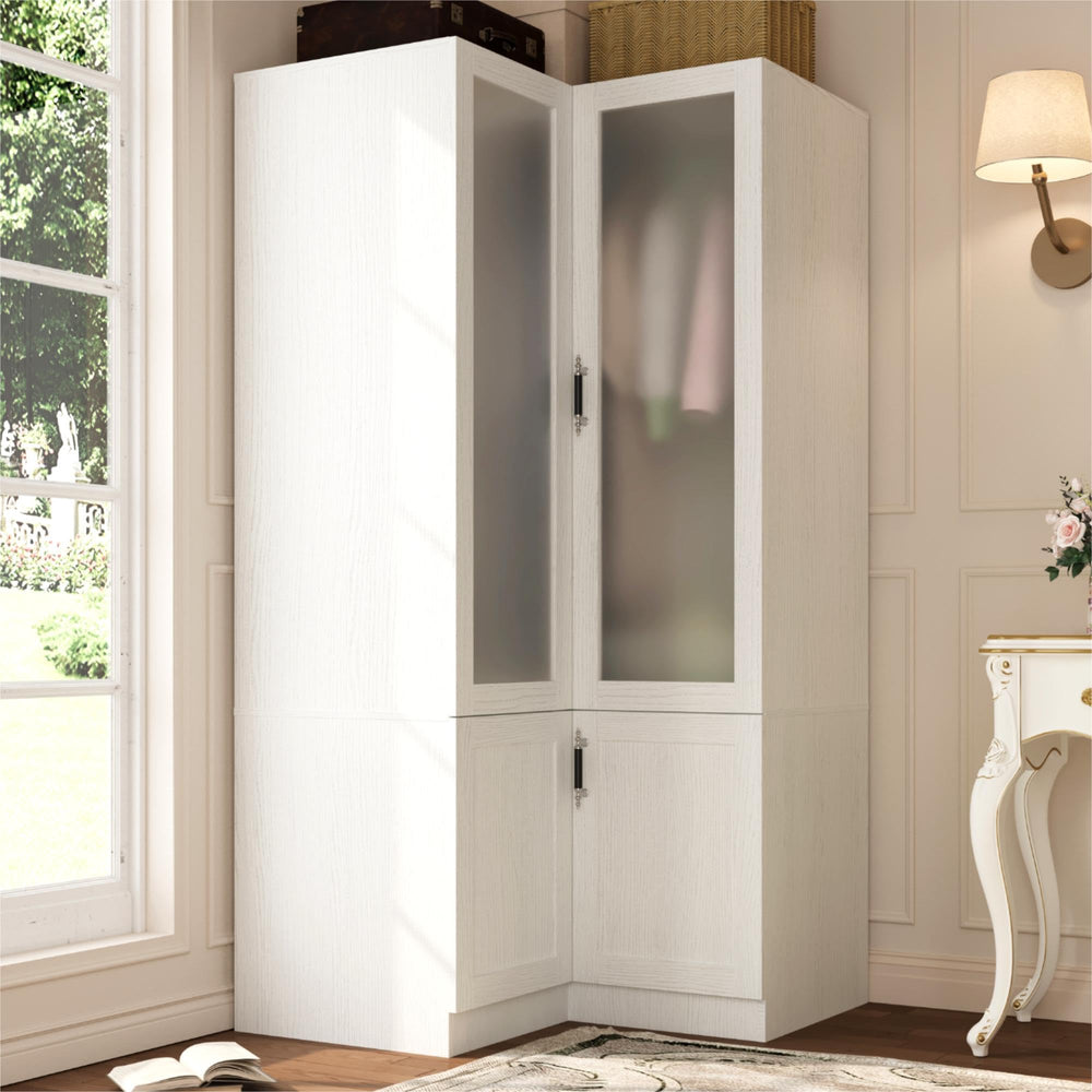 Modular Wardrobe Closet with Frosted Glass Doors