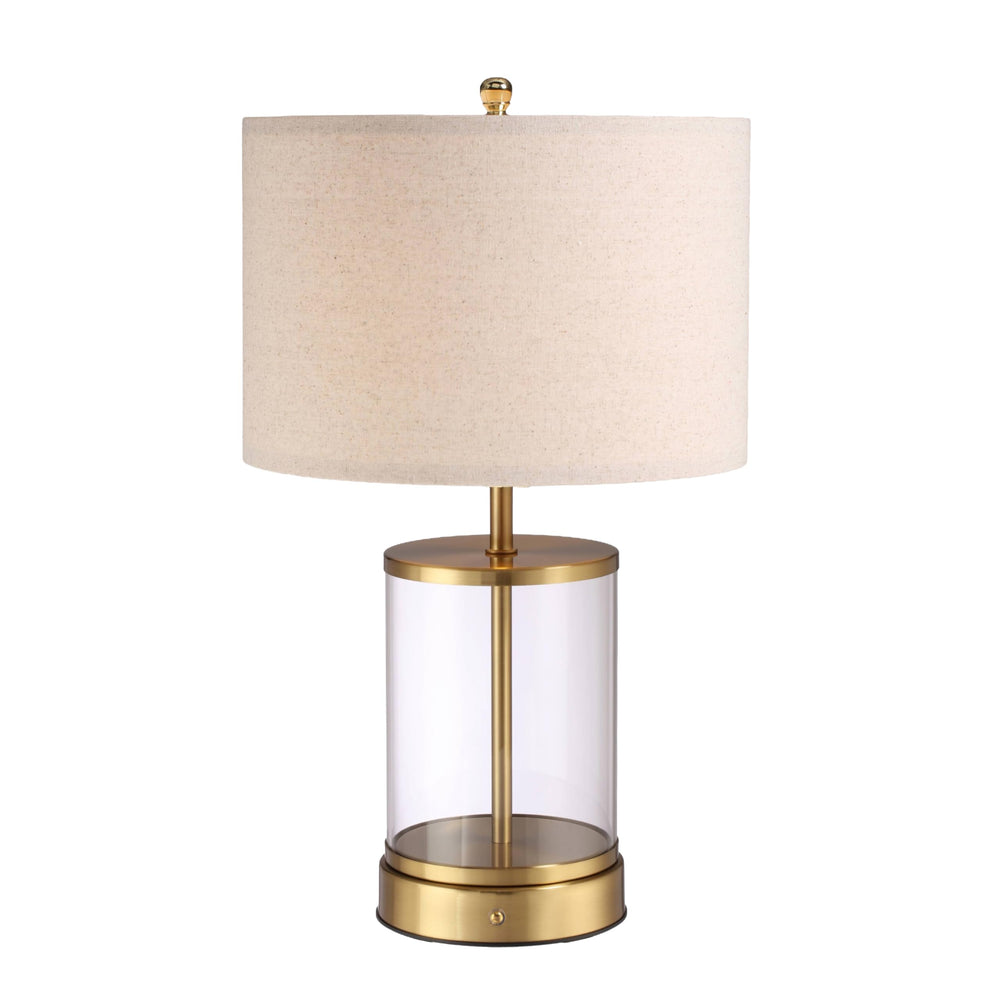 Cordless Rechargeable Glass Table Lamp with Touch Dimmer