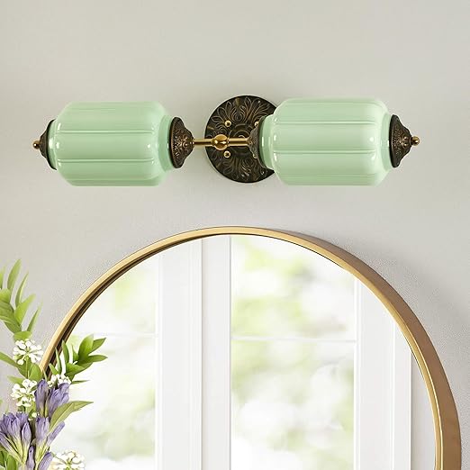 Vintage Milk Glass Bathroom Vanity Wall Sconce – Dimmable, Vertical or Horizontal Mount