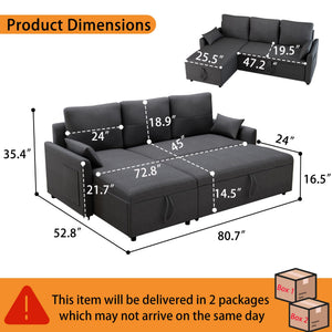 L-Shaped Sleeper Sofa Bed with Storage