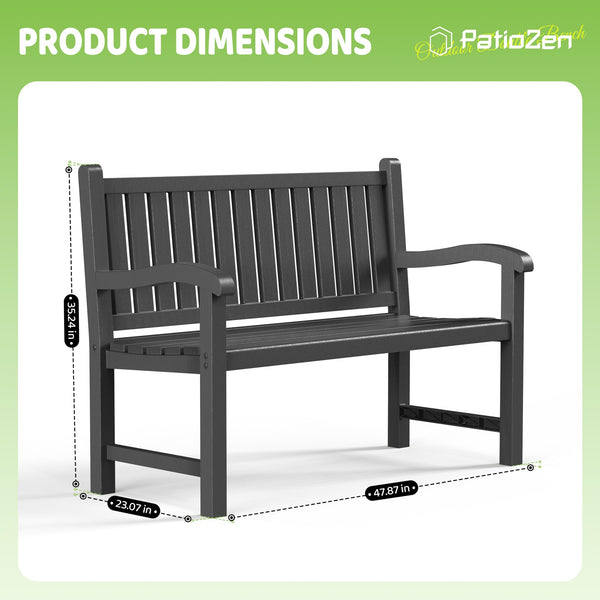 Outdoor Resin Garden Bench – 2-Person Weatherproof Patio Seat