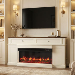 63" Fireplace TV Stand with 3-Sided Electric Fireplace