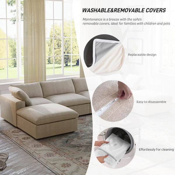 8-Piece Modular Sectional Sofa with Removable Covers