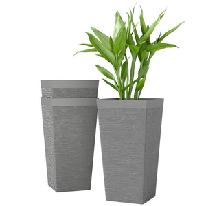 22.8" Tall Outdoor Planters Set of 3 with Wheels & Drainage