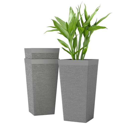 22.8" Tall Outdoor Planters Set of 3 with Wheels & Drainage