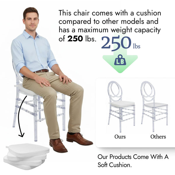 Clear Stackable Dining Chairs Set of 3 – Fully Assembled Transparent Acrylic Seating