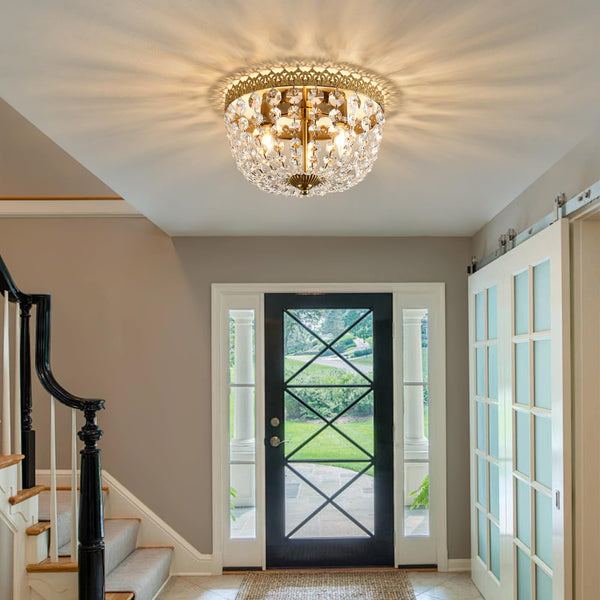 Crystal 3-Light Flush Mount Ceiling Chandelier