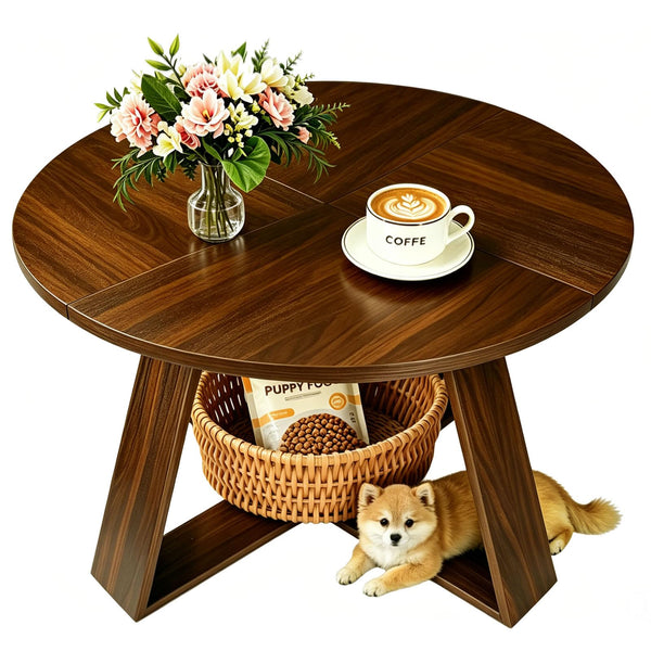 Round Coffee Table 31.5" with Open Storage