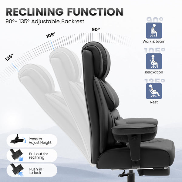Big & Tall Ergonomic Executive Office Chair with Footrest