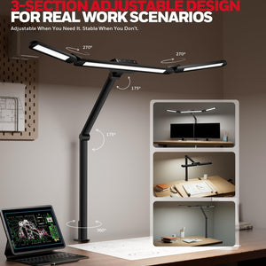 Wide Desk Lamp with Clamp for Dual Monitors
