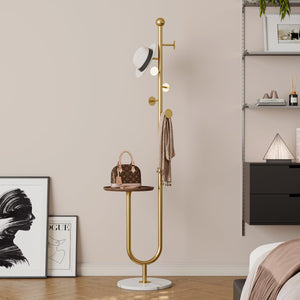 Gold Metal Coat Rack with Marble Base
