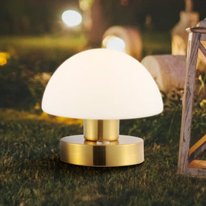 Rechargeable Portable LED Mushroom Table Lamp with Frosted Glass Shade