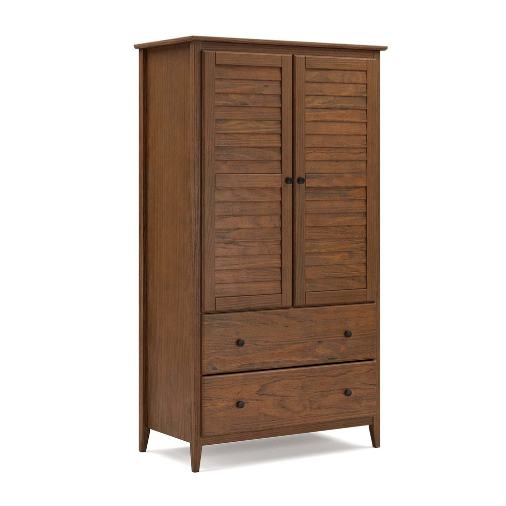 Solid Wood 2-Door Wardrobe with Drawers
