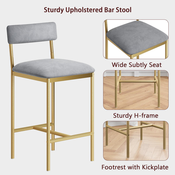 3-Piece Counter Height Dining Table Set with 2 Velvet Bar Stools