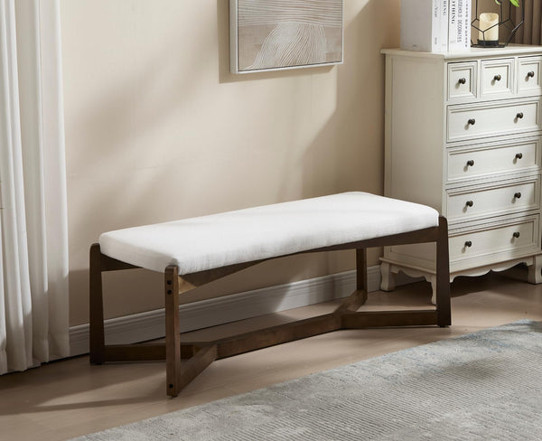49-Inch Upholstered Entryway Bench with Solid Wood Frame