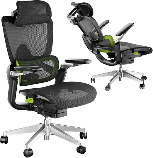 Ergonomic Mesh Office Chair with 3D Lumbar Support, 5D Armrests & 4D Headrest