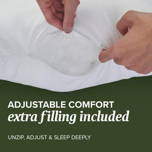Cooling Down Alternative Bed Pillow – Adjustable Loft, King & Queen Size