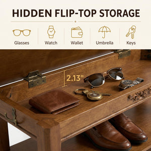 Lift-Top Storage Bench with 3-Tier Shoe Rack